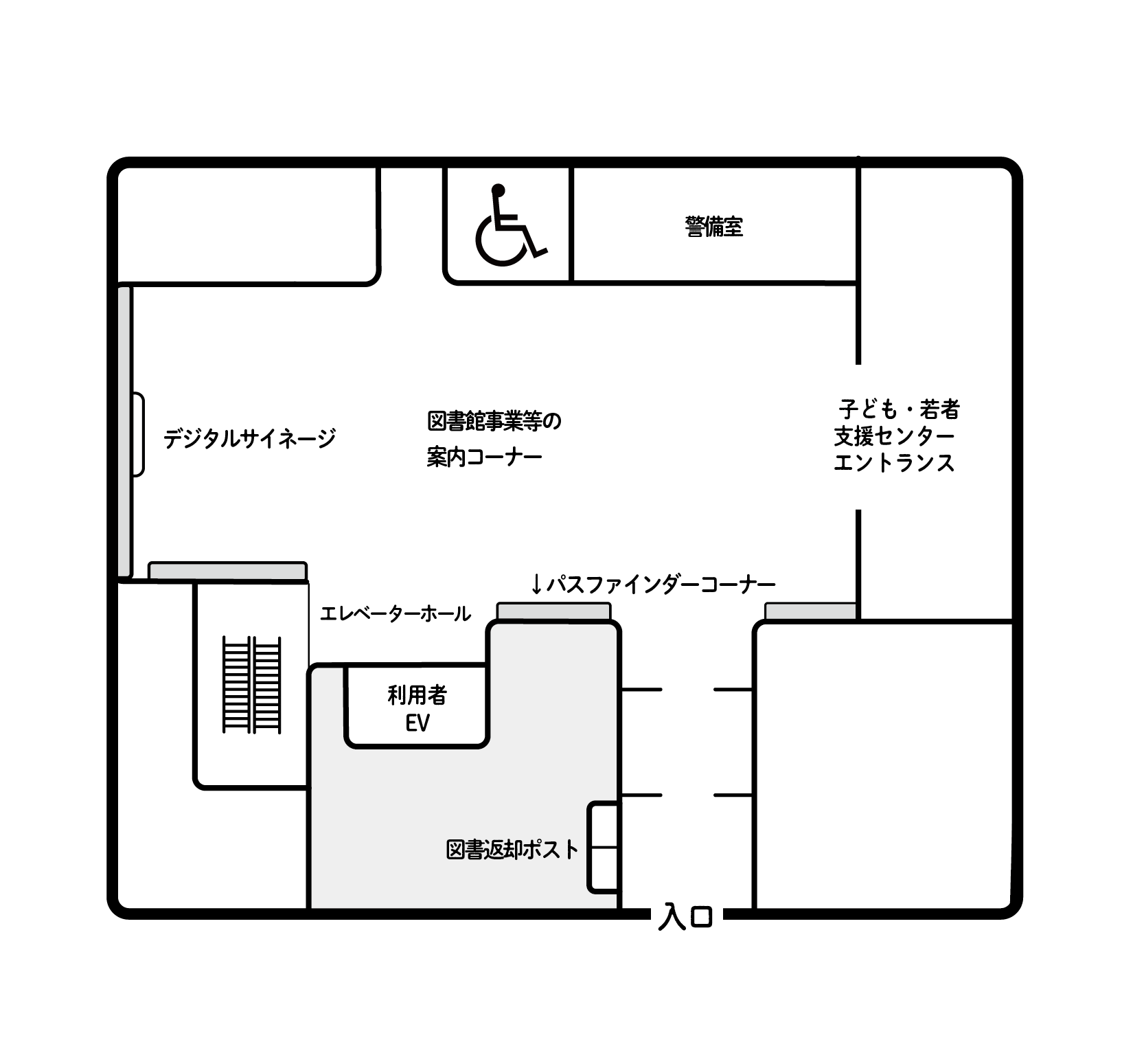 中野東図書館配架図1階